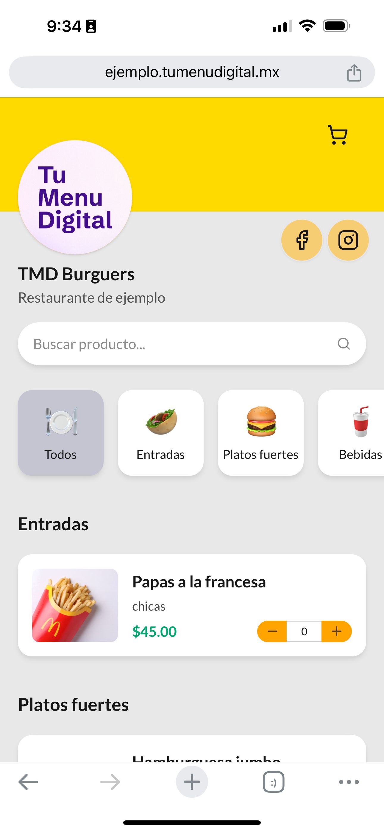 Menú digital ejemplo 1 — TuMenuDigital.mx