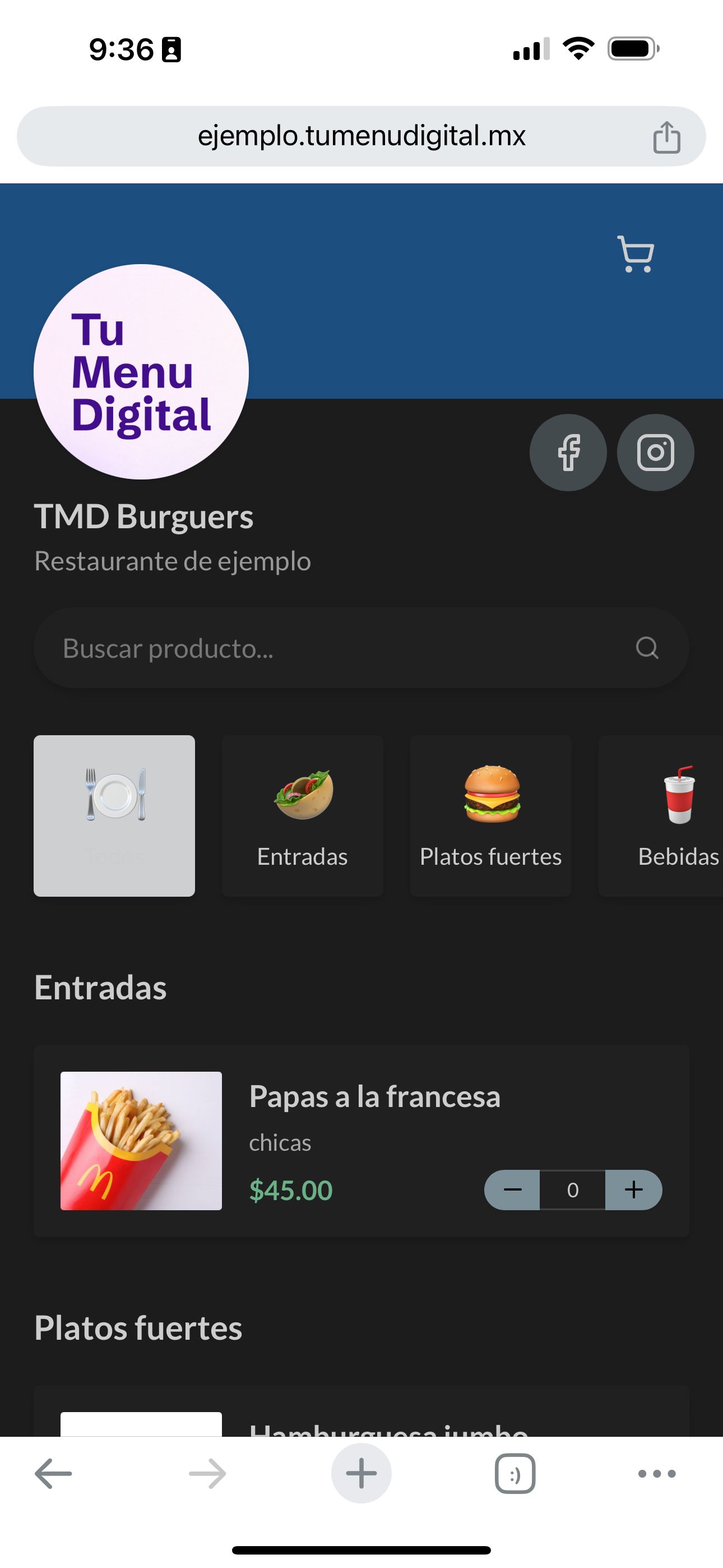 Menú digital ejemplo 2 — TuMenuDigital.mx