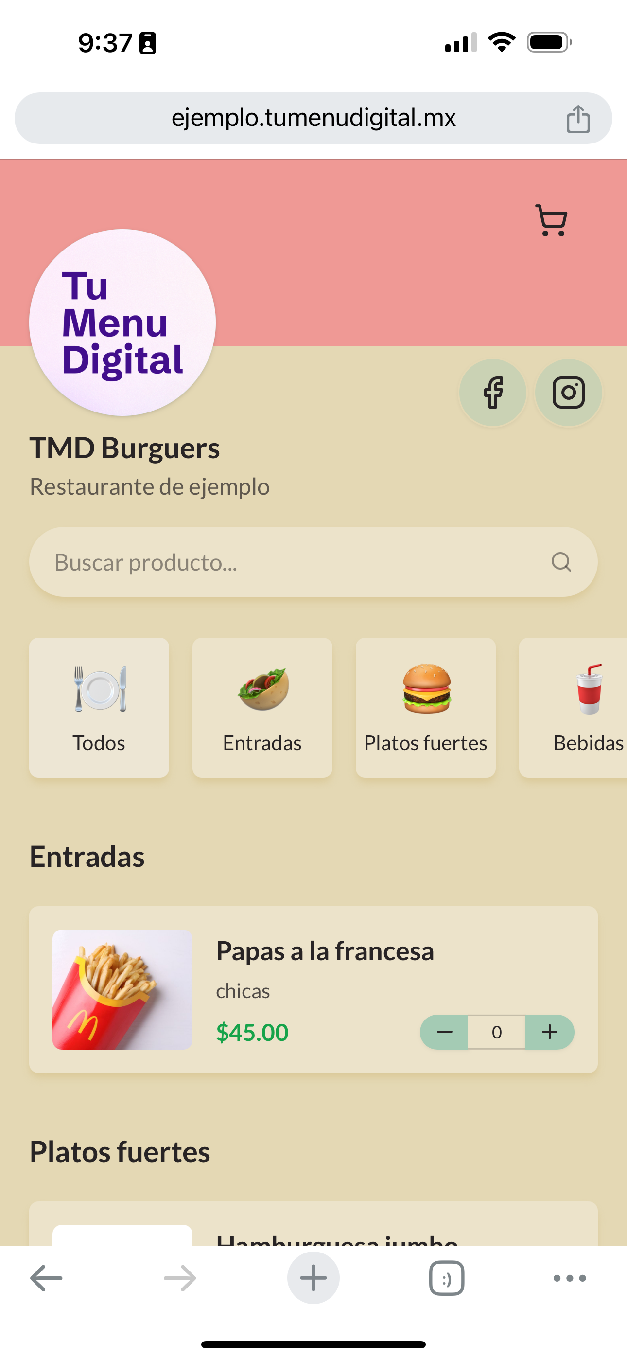 Menu digital example 2