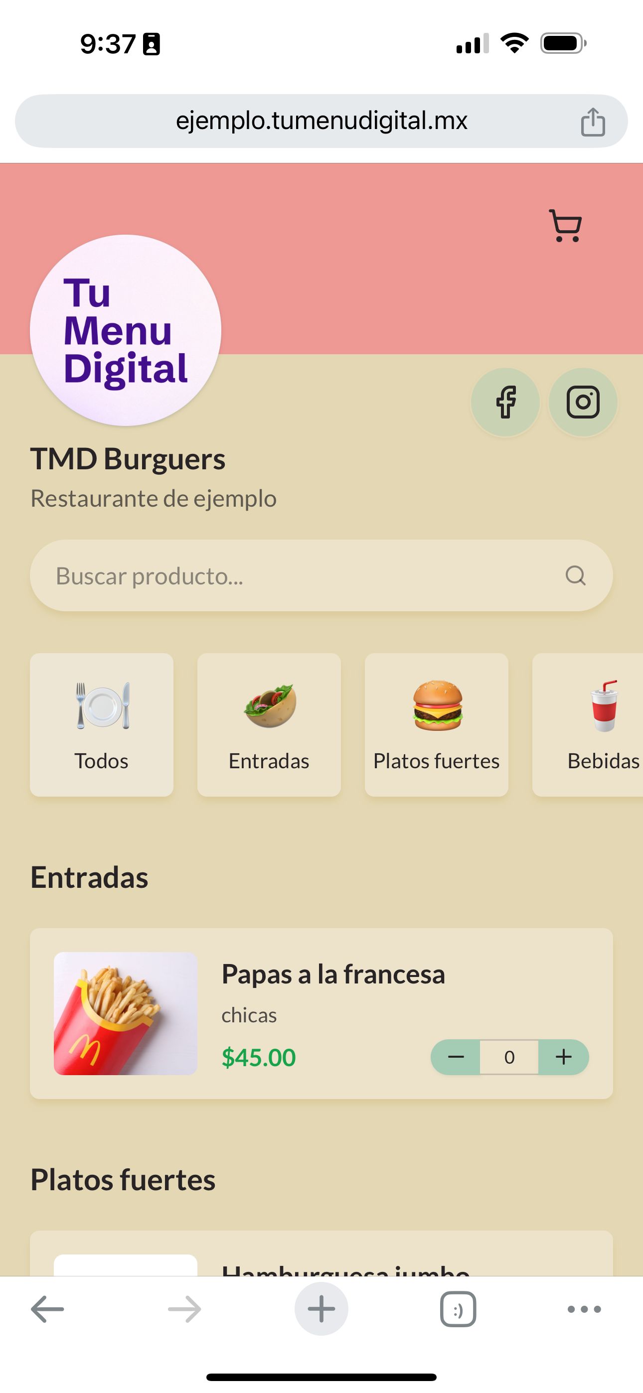 Menú digital ejemplo 3 — TuMenuDigital.mx