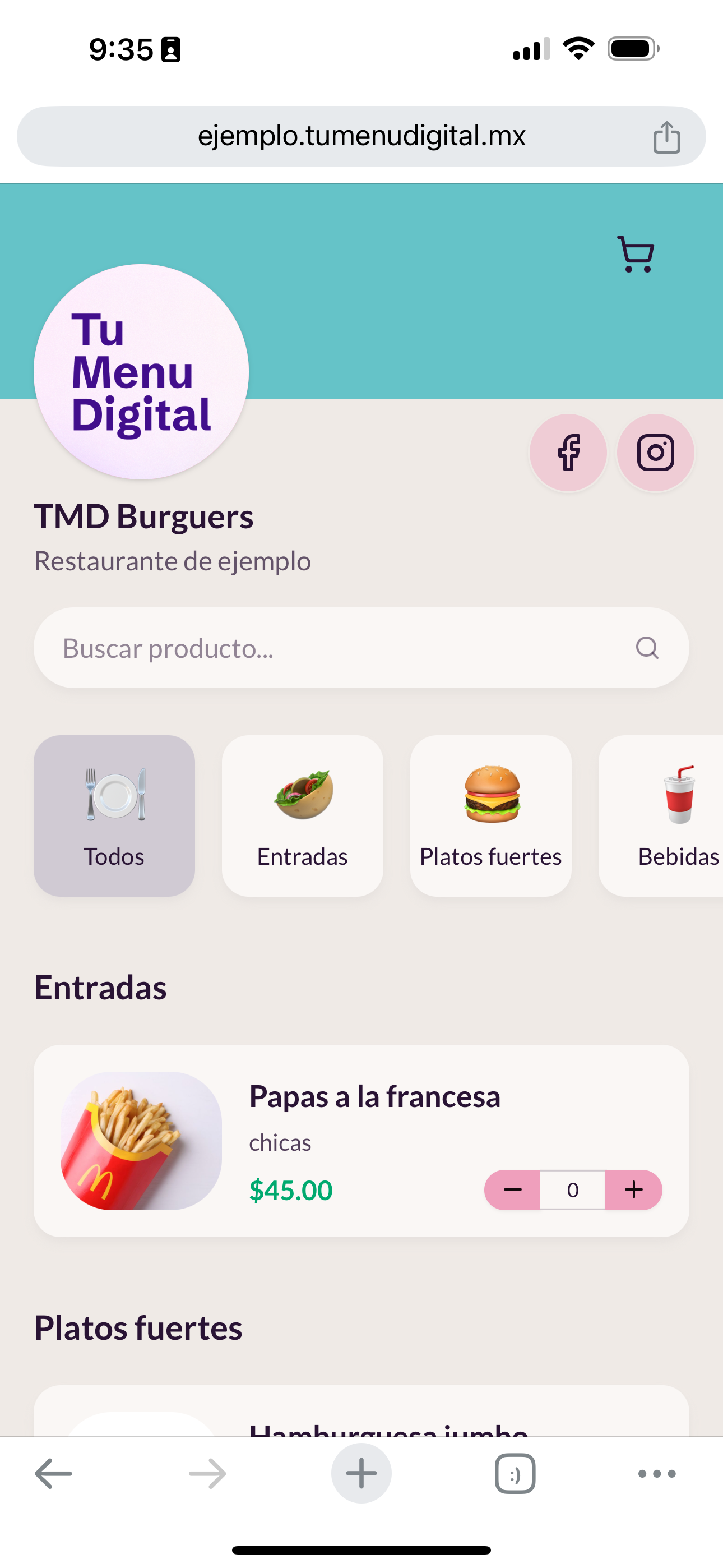 Menu digital example 3