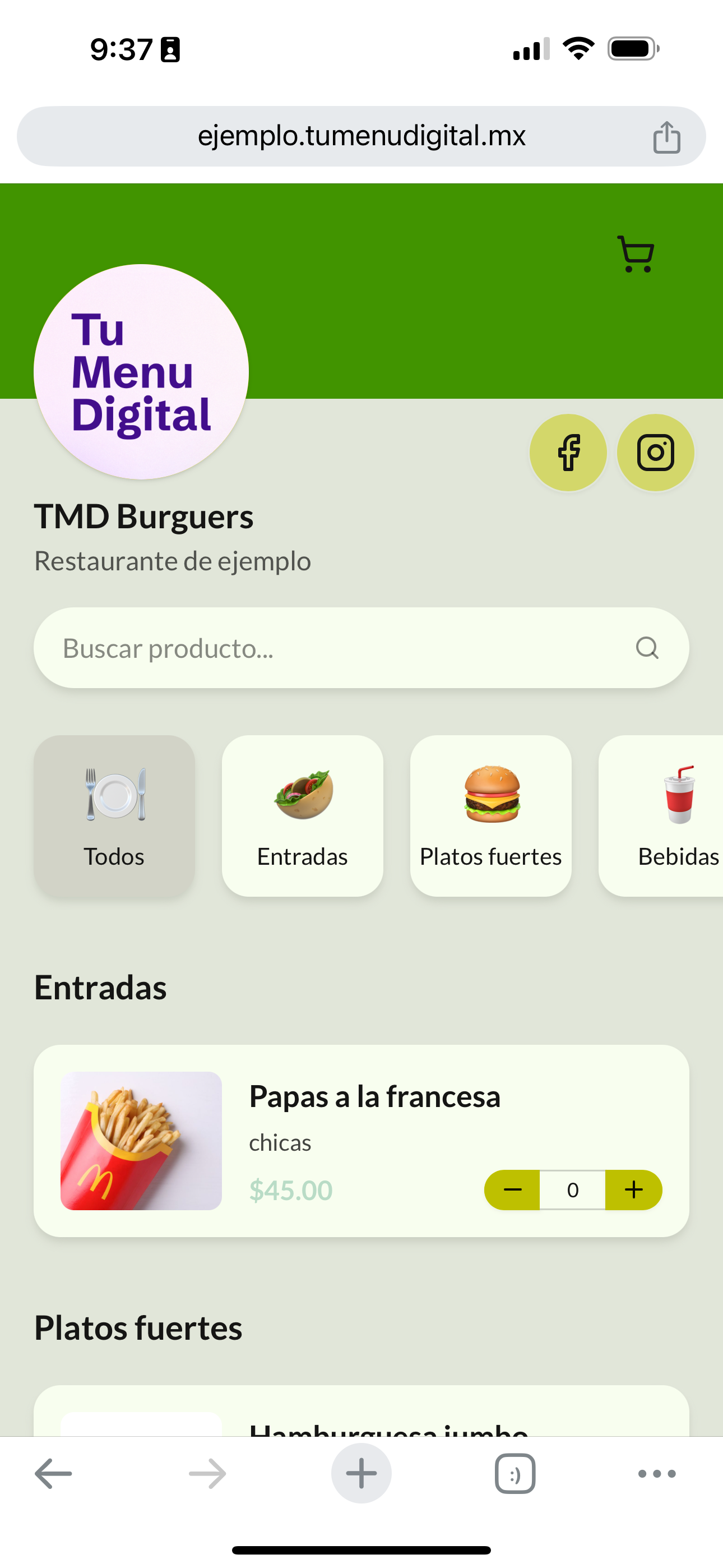 Menu digital example 4