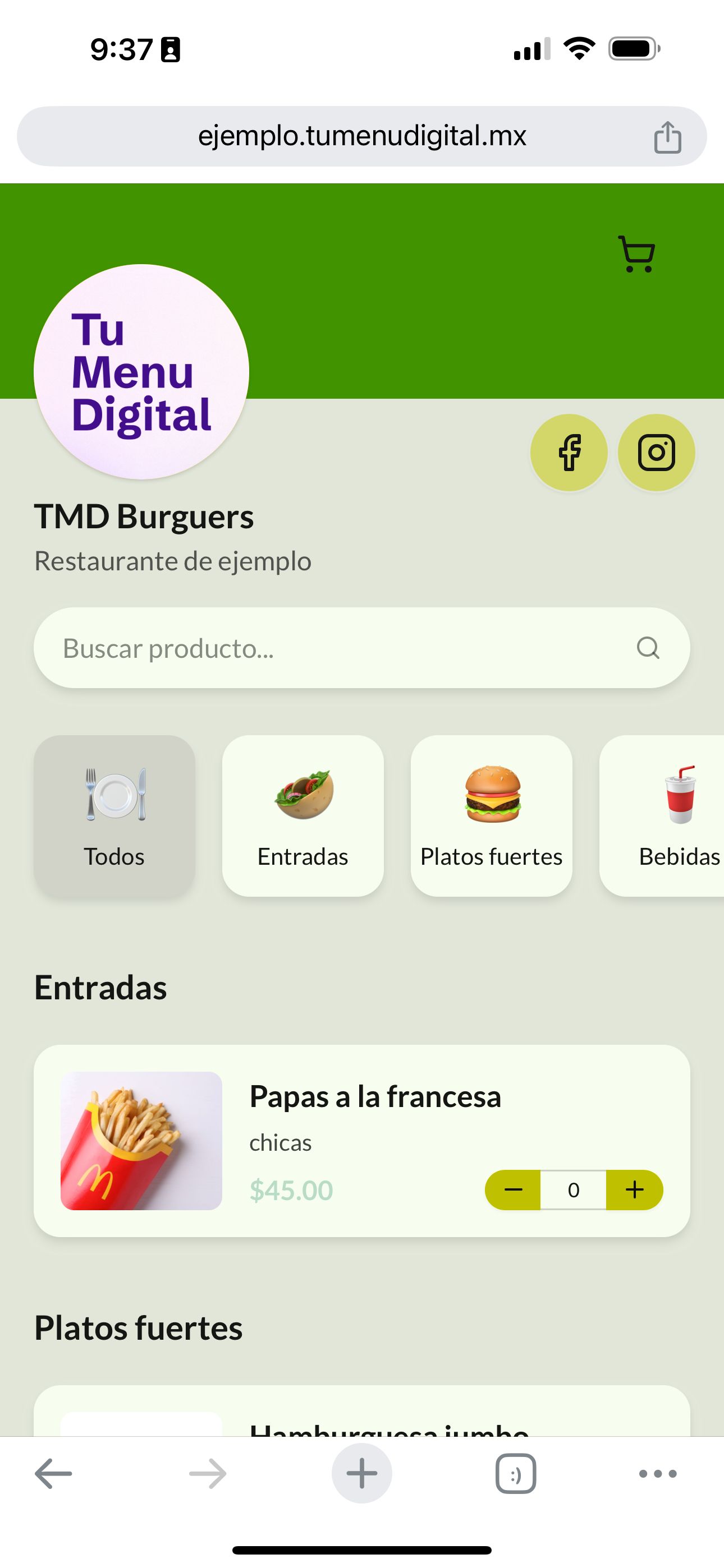 Menú digital ejemplo 5 — TuMenuDigital.mx