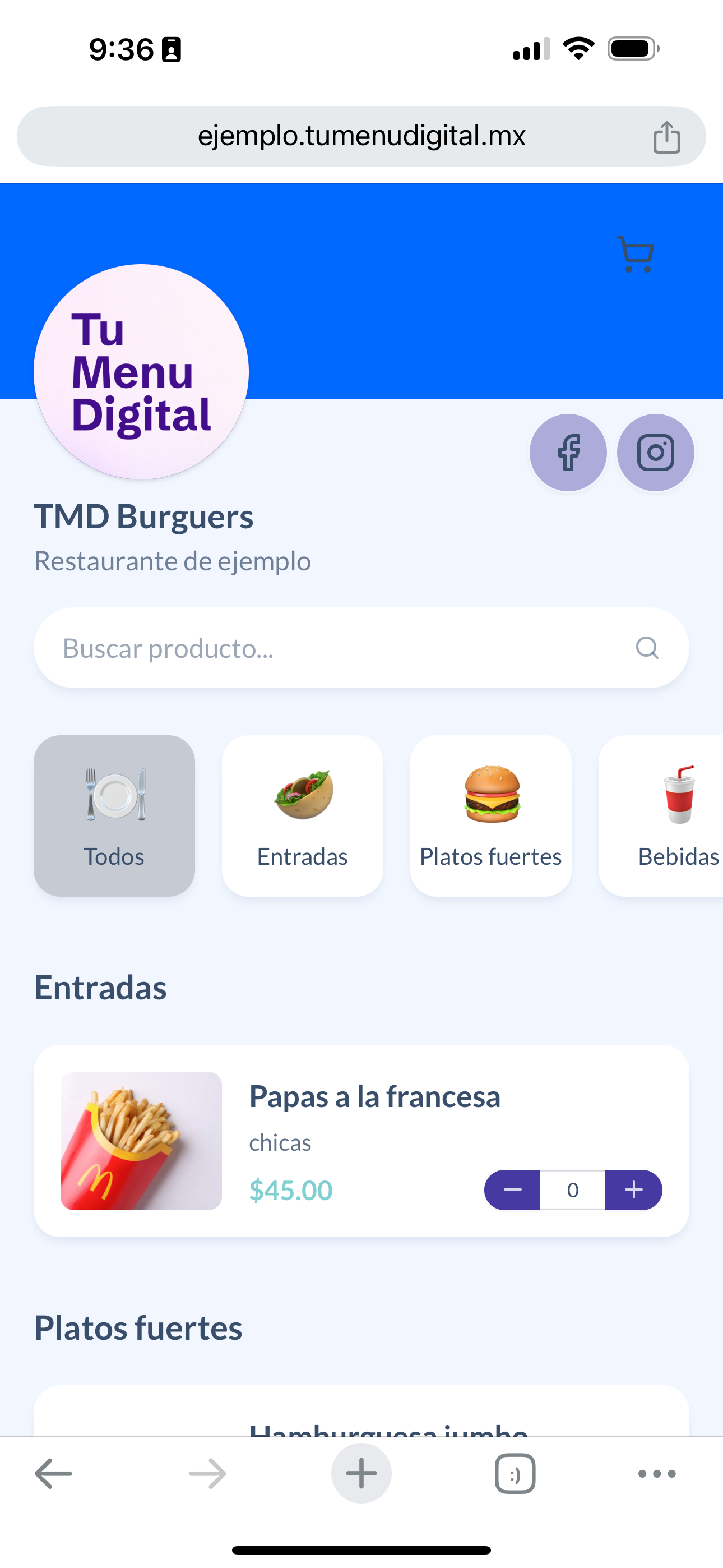 Menu digital example 6
