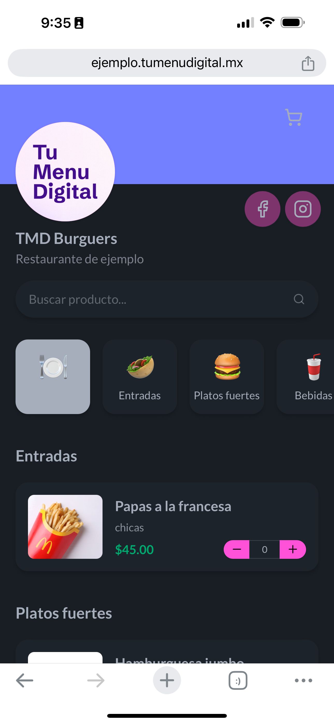 Menú digital ejemplo 8 — TuMenuDigital.mx