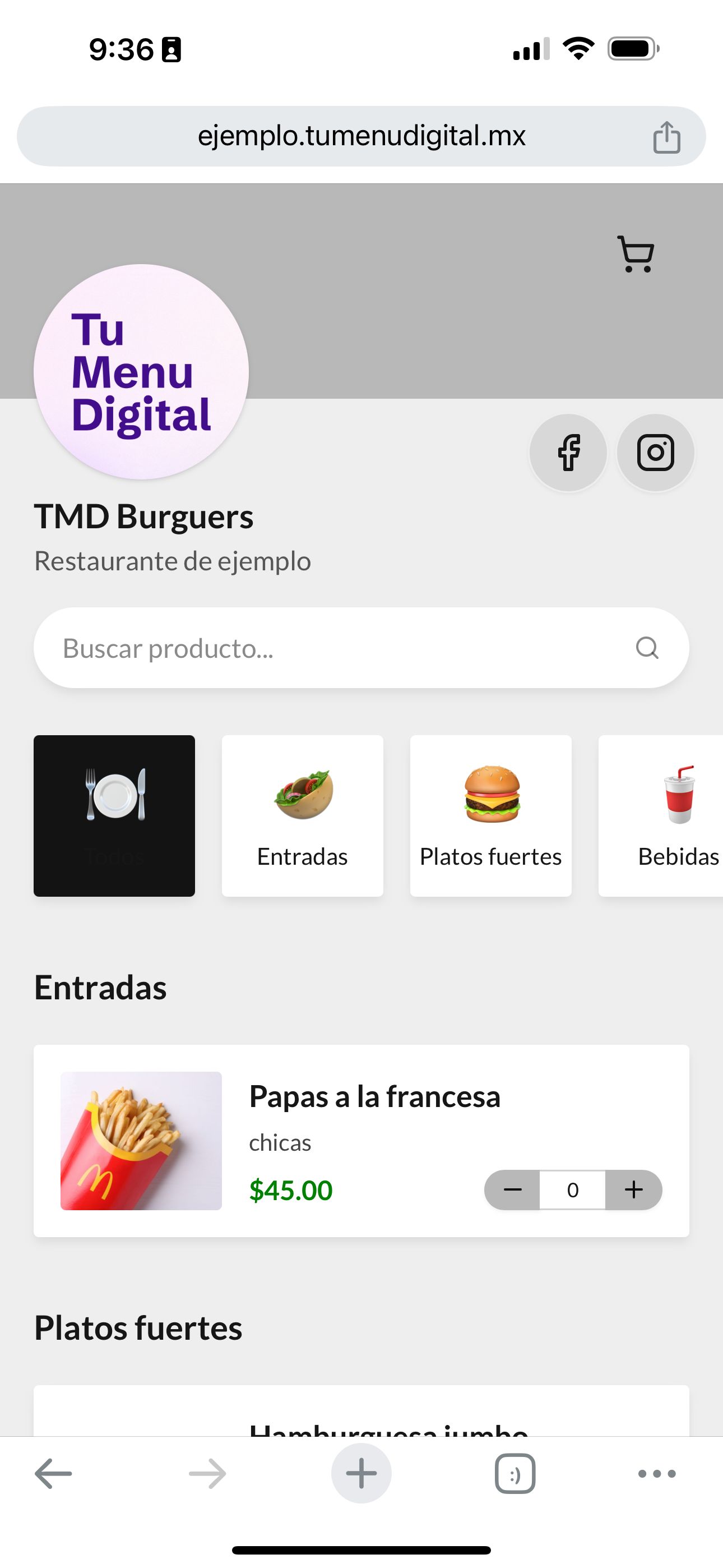Menú digital ejemplo 9 — TuMenuDigital.mx