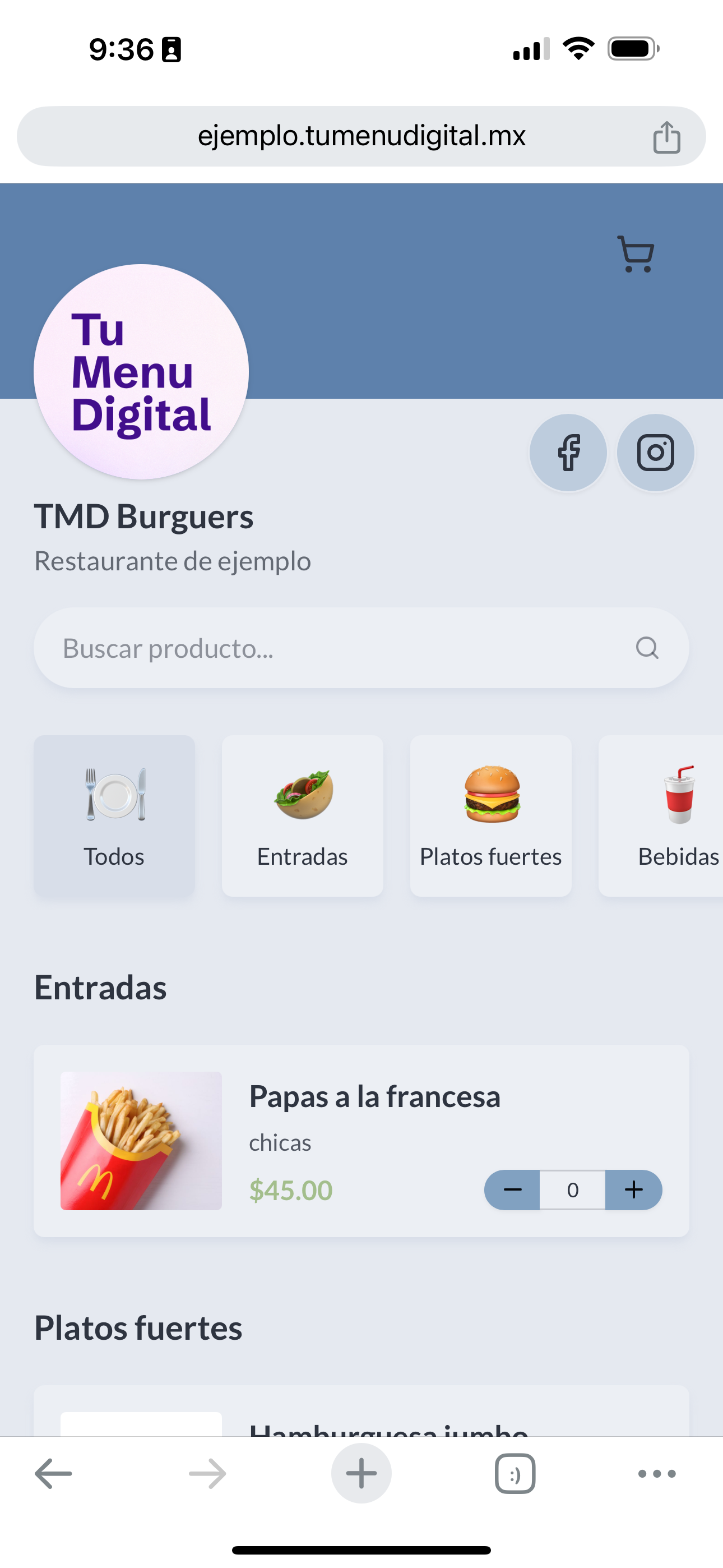 Menu digital example 9