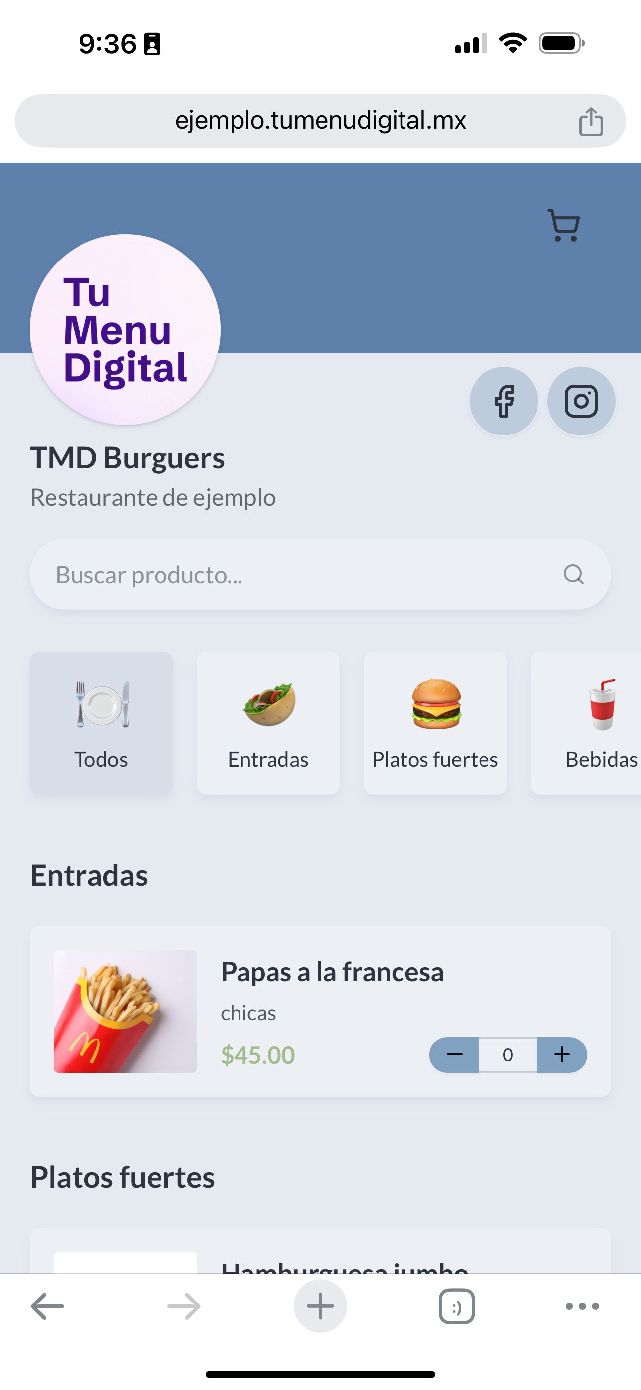 Menú digital ejemplo 10 — TuMenuDigital.mx