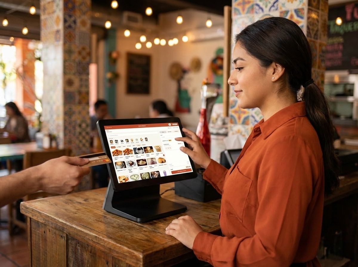 Cobro rápido en la caja de un restaurante